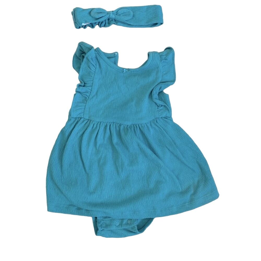 Carter’s Teal Ruffle Shoulder Baby Shorty Dress